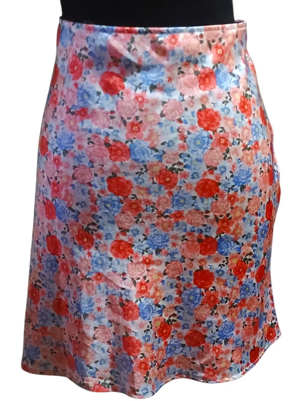 Dainty Floral Skirt About Knees Vibrant Bold Print Women's Boho Size XL